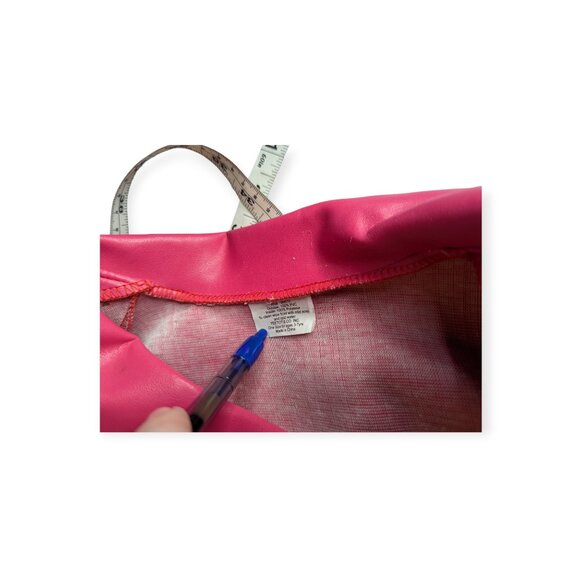 Kids Pink Faux Leather Jacket & Matching Hat Costume One Size 3-7 Years - Picture 6 of 8